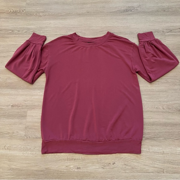 A Pea in the Pod Tops - A Pea in the Pod French Terry Maternity Top Sweatshirt Pink Bell Sleeves Size M